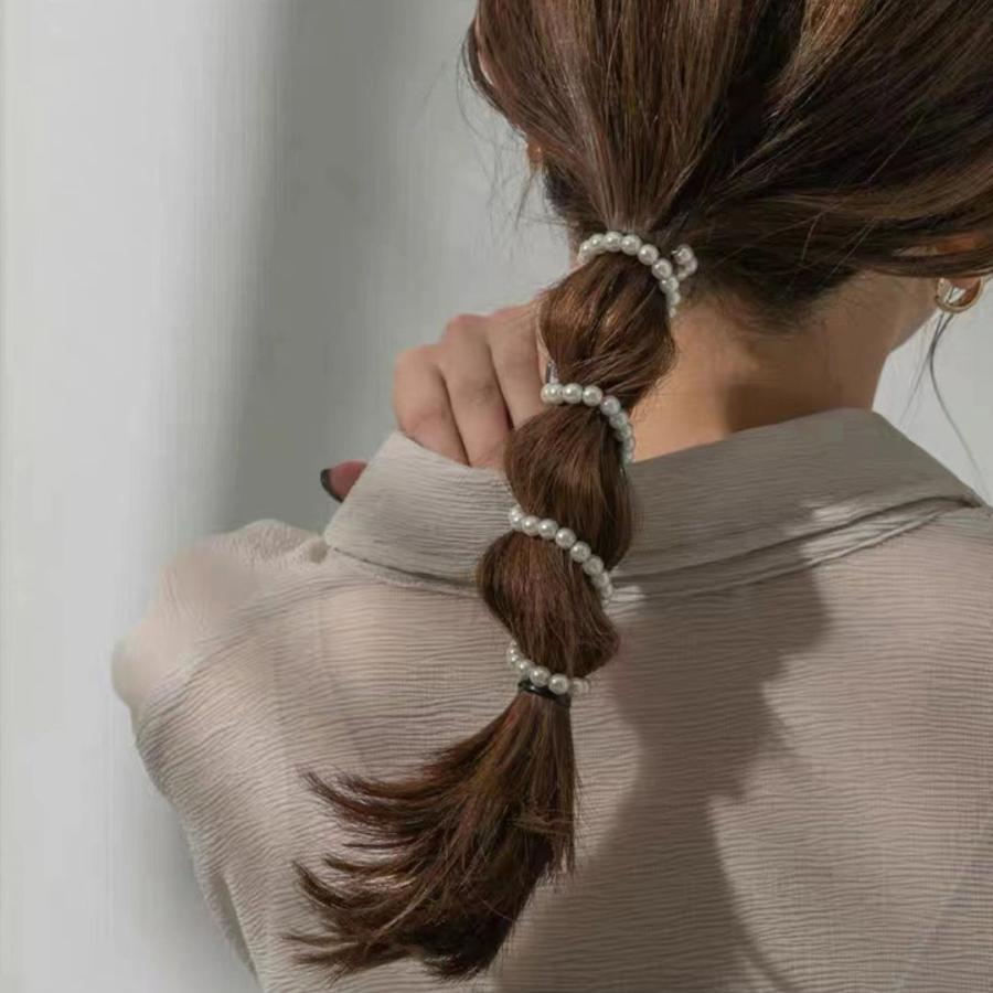 パール ワイヤーポニー ぐるぐる ヘアゴム ヘアワイヤー ヘア