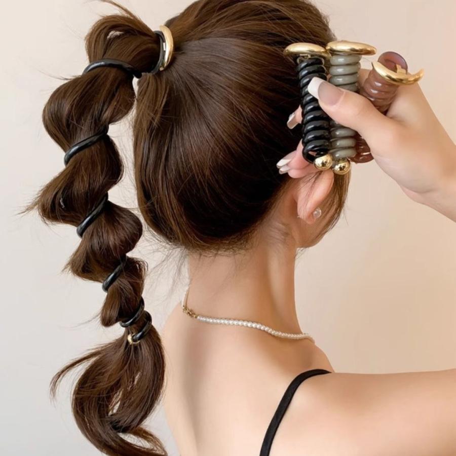 コイルポニー メタル ゴールド スパイラルヘアリング ぐるぐる コイルポニー メタル ゴールド スパイラルヘアリング ぐるぐる