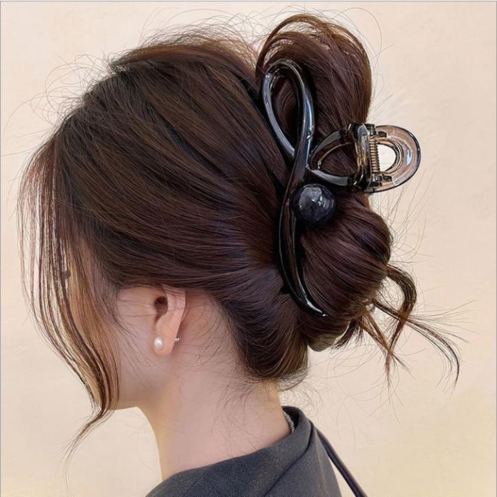 バンスクリップ ヘアクリップ リボン 特大 13cm ボール ヘア