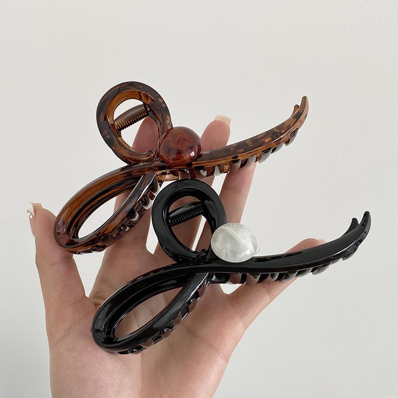 バンスクリップ ヘアクリップ リボン 特大 13cm ボール ヘア
