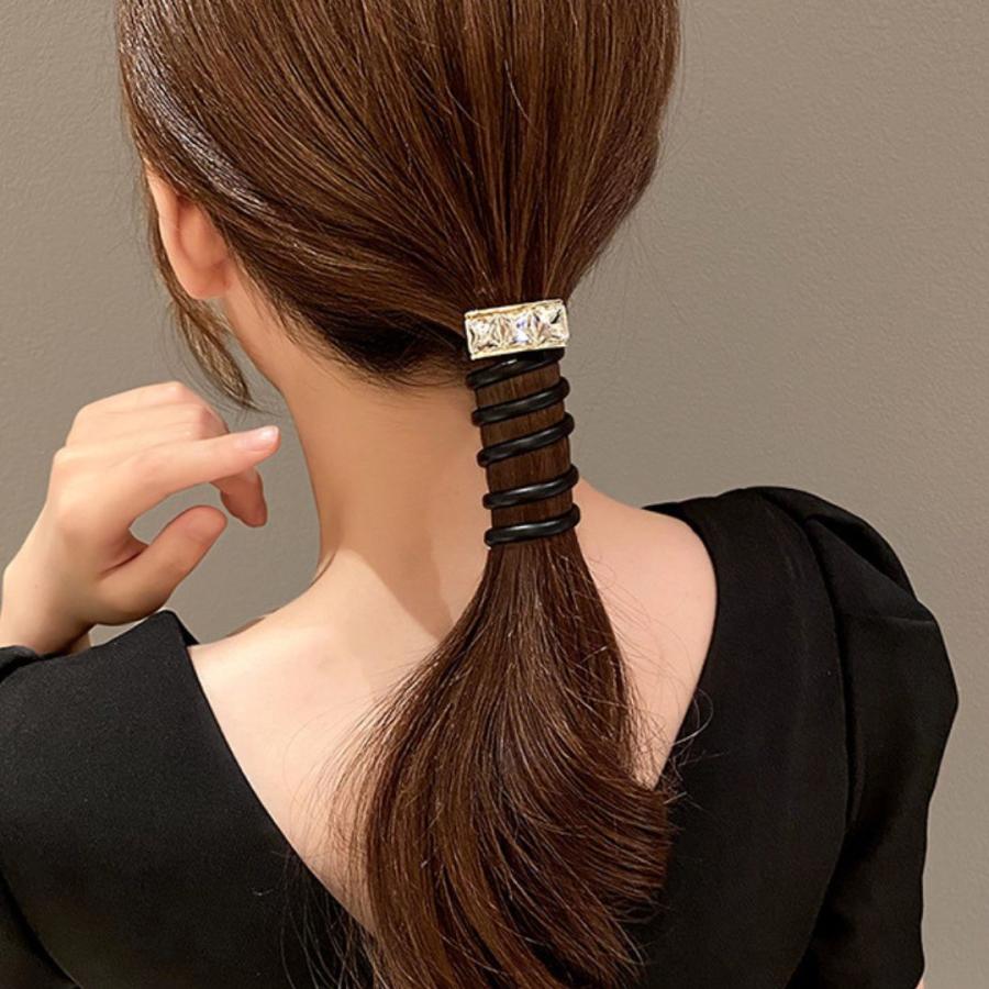 コイルポニー ダイヤ スパイラルヘアリング ぐるぐる ヘアゴム コイル