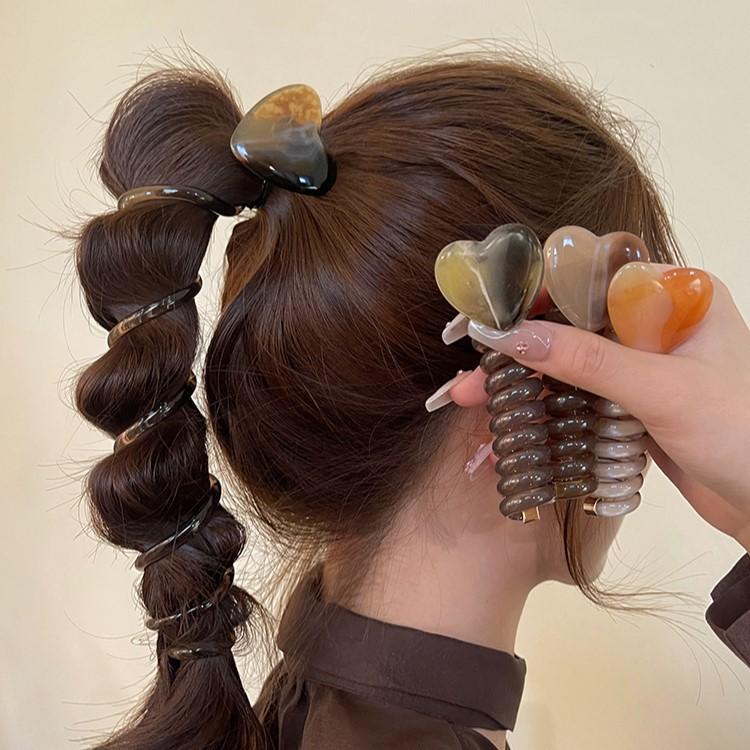 コイルポニー ハート スパイラルヘアリング ぐるぐる ヘアゴム コイル