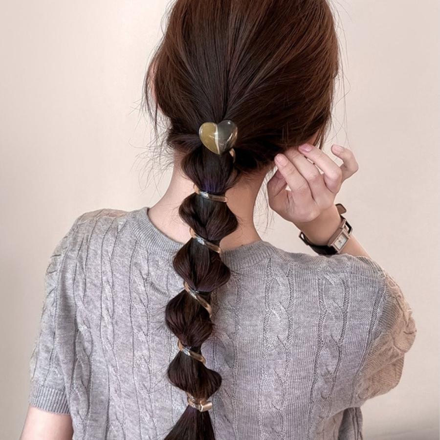 コイルポニー ハート スパイラルヘアリング ぐるぐる ヘアゴム コイル