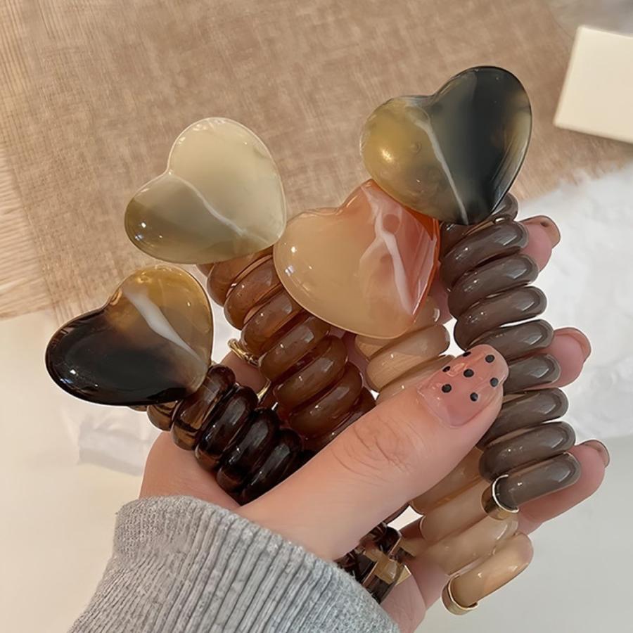 コイルポニー ハート スパイラルヘアリング ぐるぐる ヘアゴム コイル