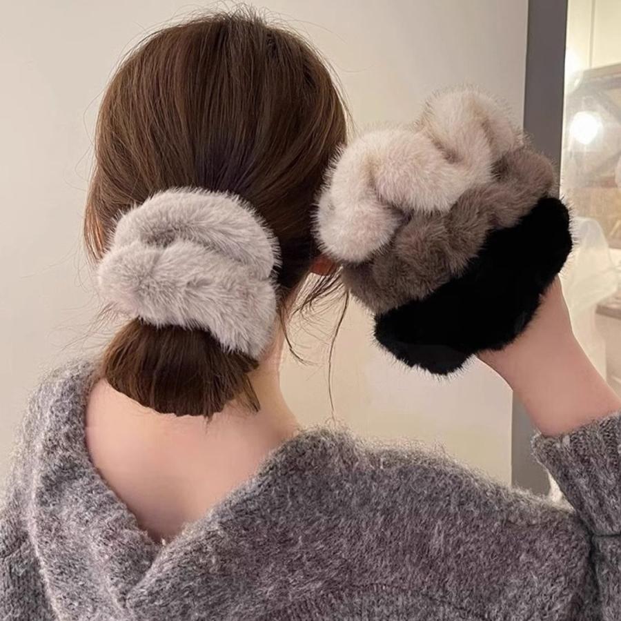 フェイクファーシュシュ ヘアゴム ふわふわ もこもこ ボリューム感