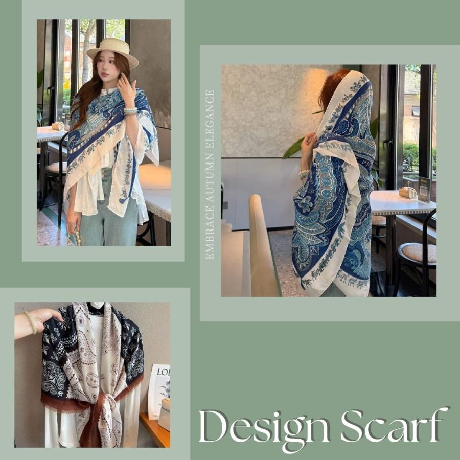 スカーフ ビッグサイズ ストール 綿麻風 大判 正方形 130cm レディース