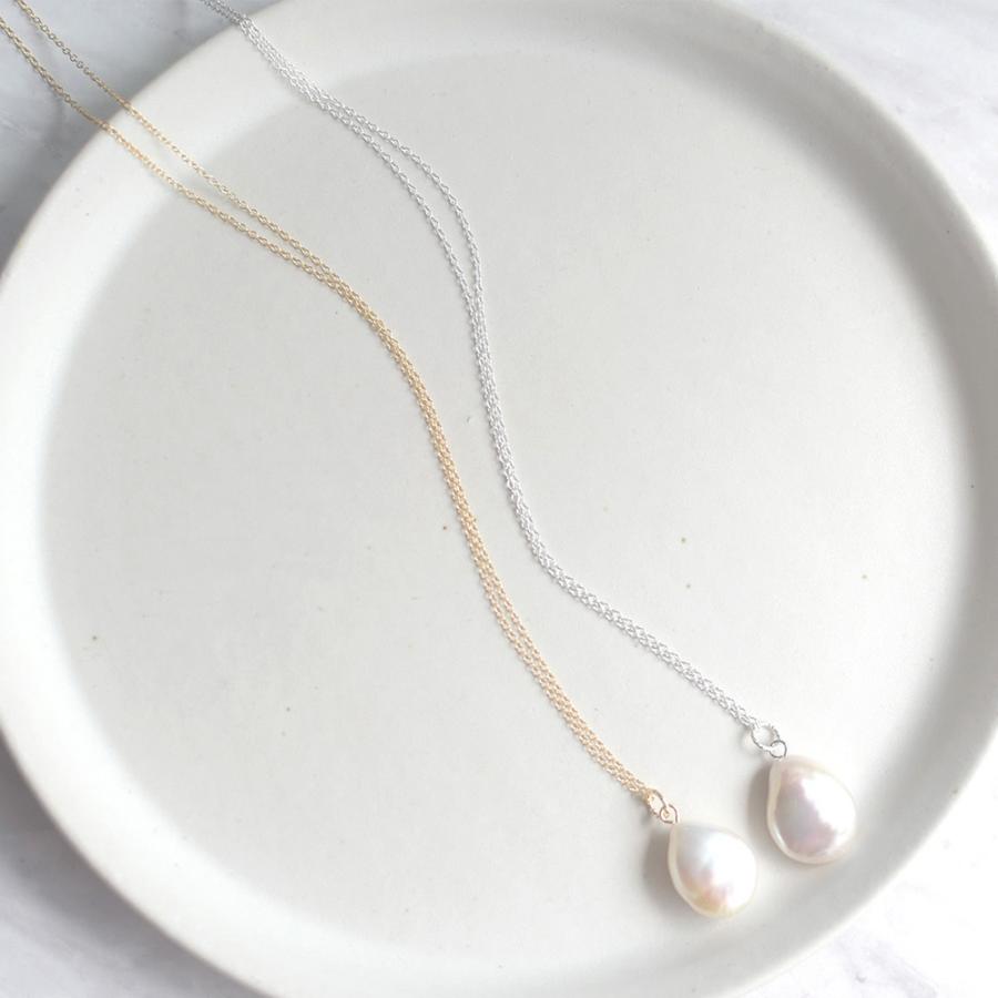 パール　ネックレス Sクラス］七色の輝きと透明感 淡水パール ペンダント / スライド