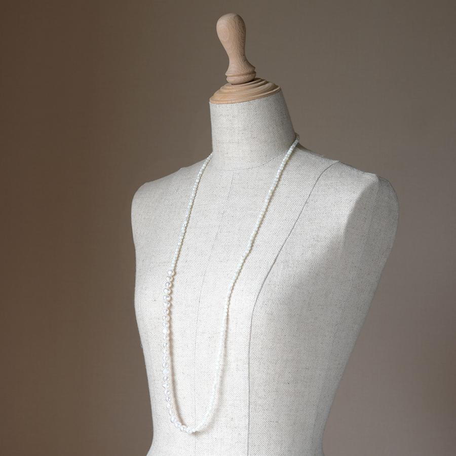 90cm ロングネックレス 淡水パール マザーオブパール バロック