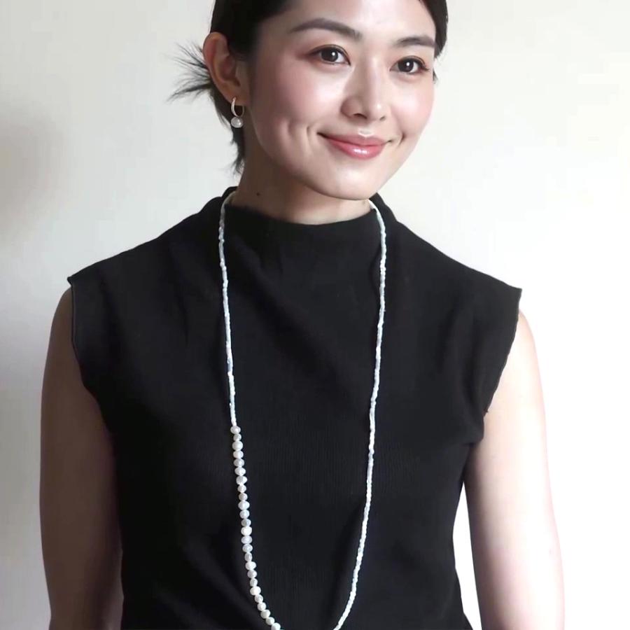 90cm ロングネックレス 淡水パール マザーオブパール バロック