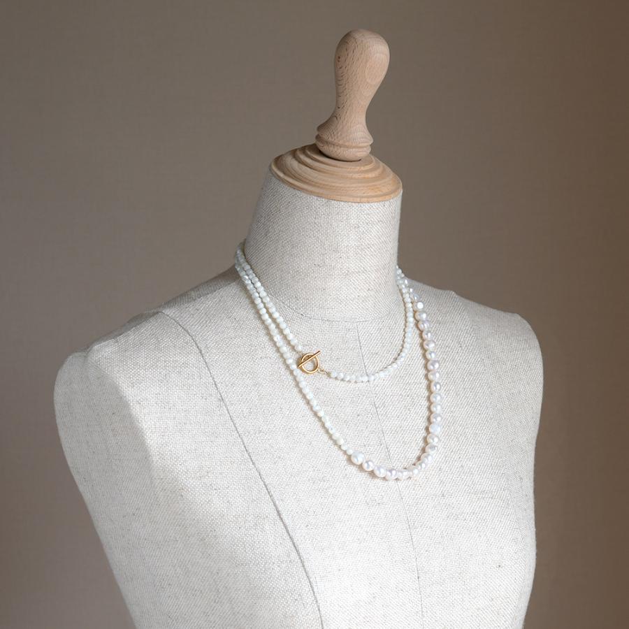 90cm ロングネックレス 淡水パール マザーオブパール バロック