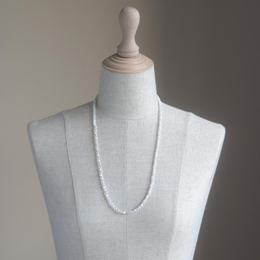 60cm 淡水パール マザーオブパール アシンメトリー ネックレス / 小粒