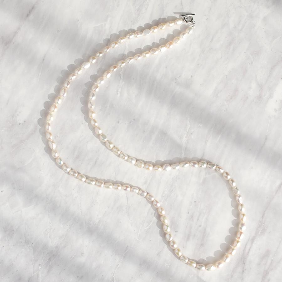 淡水バロックパール ロングネックレス 90cm 7-8mm オーバル 大粒
