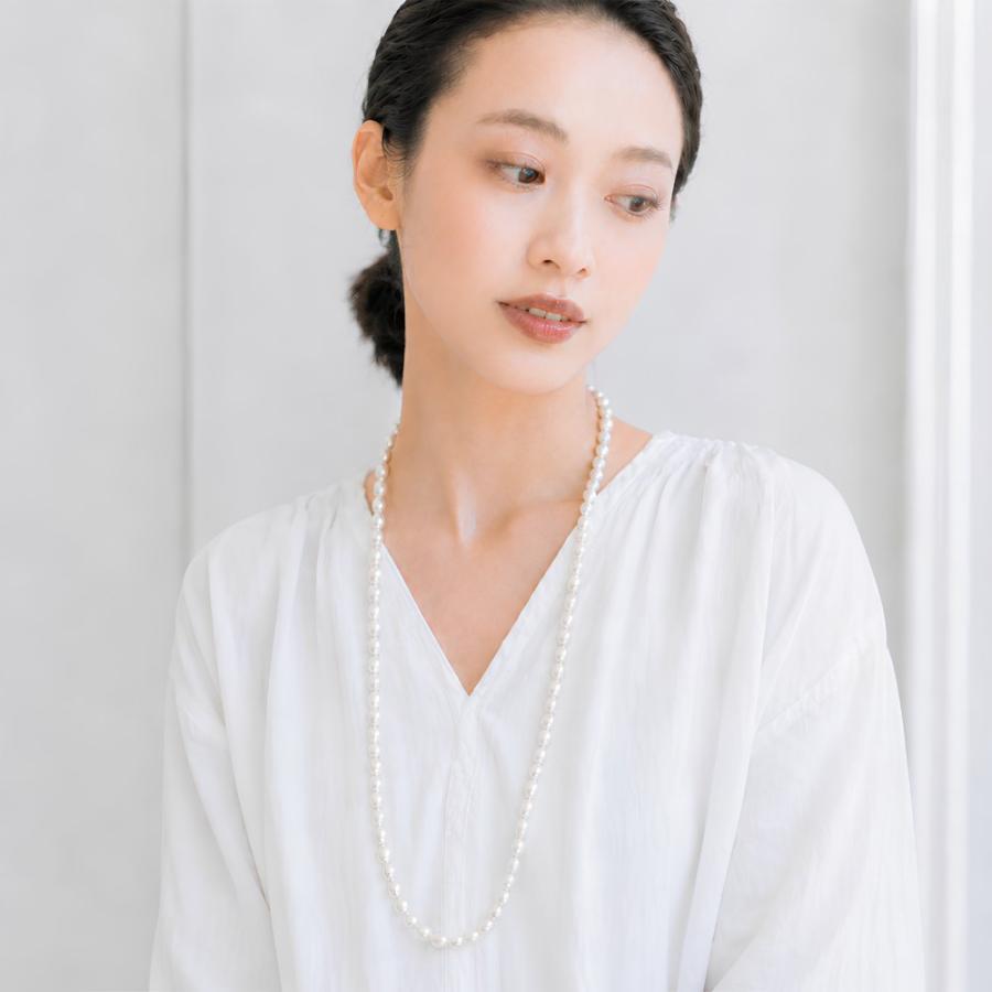 淡水バロックパール ロングネックレス 90cm 7-8mm オーバル 大粒