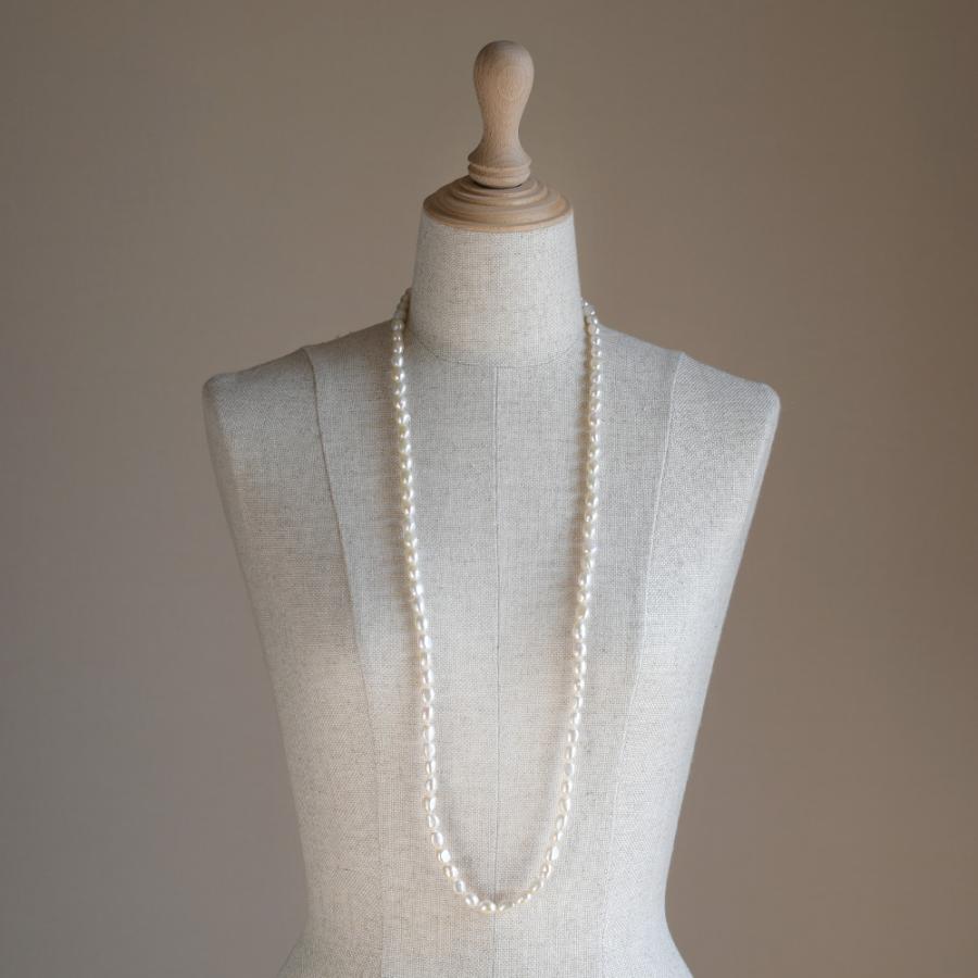 淡水バロックパール ロングネックレス 90cm 7-8mm オーバル 大粒