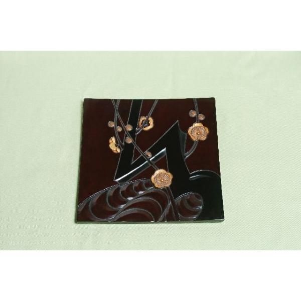 鎌倉彫　角皿　光琳梅8寸