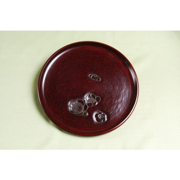 鎌倉彫　丸盆　梅チラシ　尺