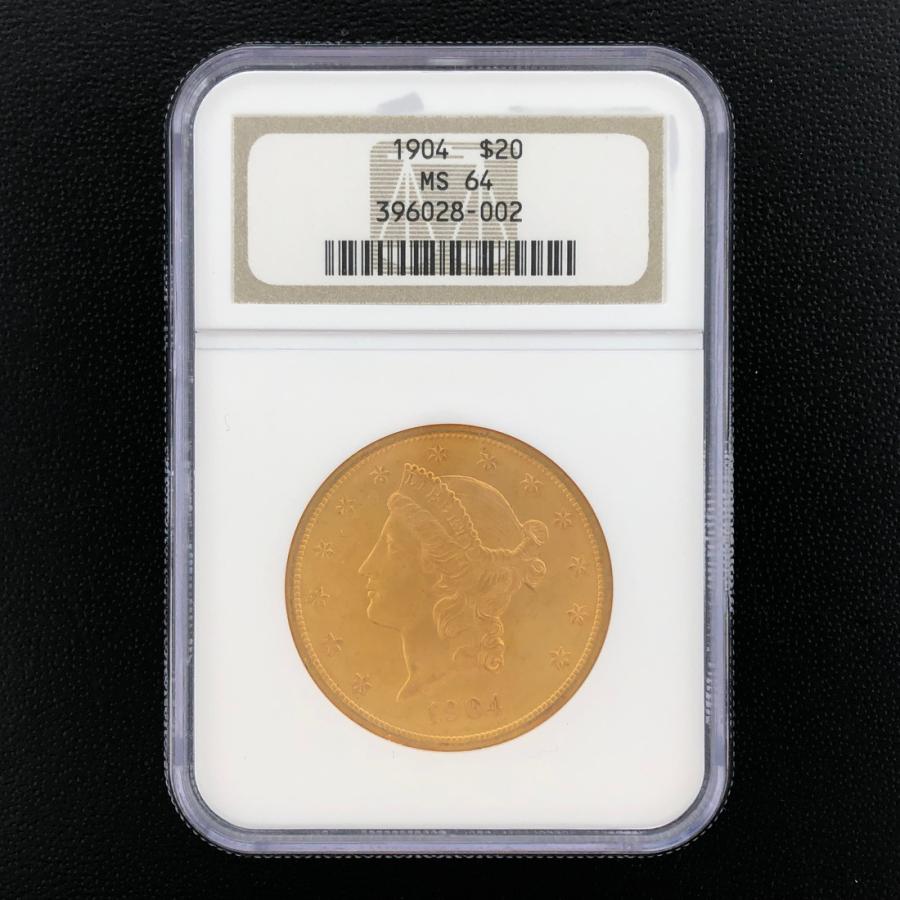 U.S.A. アメリカ 20ドル金貨 1904 スラブ入り NGC MS 64 リバティ 