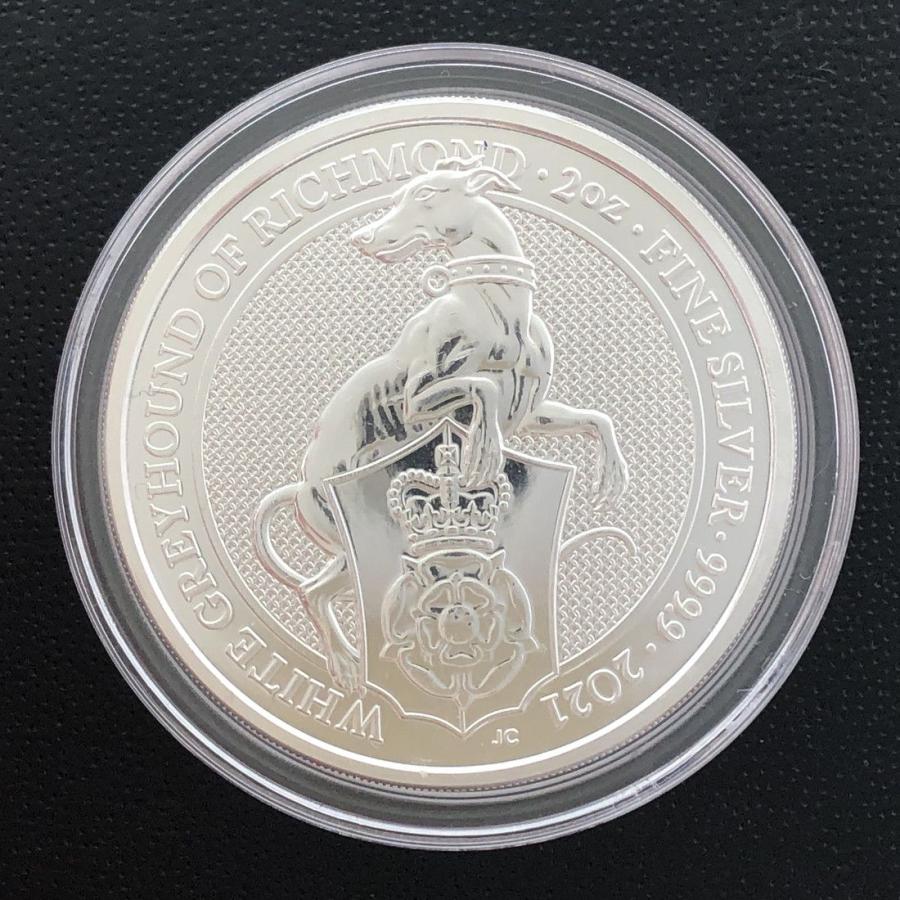 イギリス 5ポンド銀貨 2021年 2オンス クィーンズビースト ホワイトグレイハウンド 純銀製 62.2g（プラケース入り
