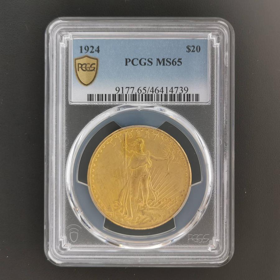 U.S.A. アメリカ 20ドル金貨 1924 スラブ入り PCGS MS 65 ダブル