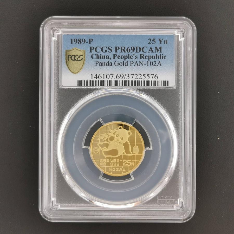 China 中華人民共和国 25元 1/4oz パンダ 金貨 1989-P スラブ入り PCGS