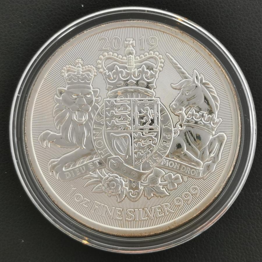 イギリス 2ポンド 銀貨 2019年 1オンス ロイヤルアームズ 純銀製 31.1g