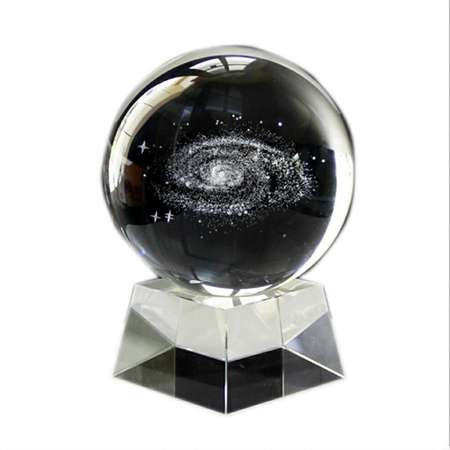 置物 水晶玉 クリスタル 銀河 10cm クリスタル台座付き クリスタル 