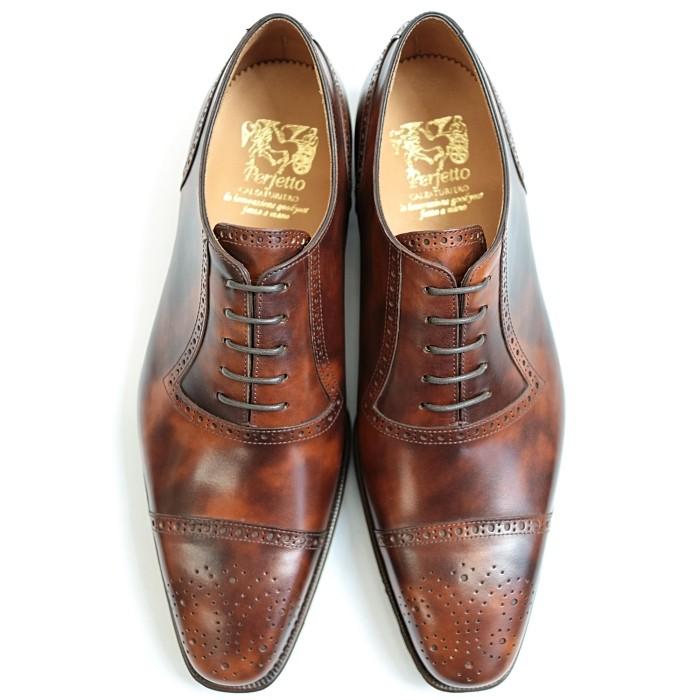 Perfetto ペルフェット レザーシューズ メンズ Campidoglio カンピドリオ セミブローグ ビジネス パーティ レザーソール ブラウン Campidoglio Campidoglio Coldbeck 通販 Yahoo ショッピング