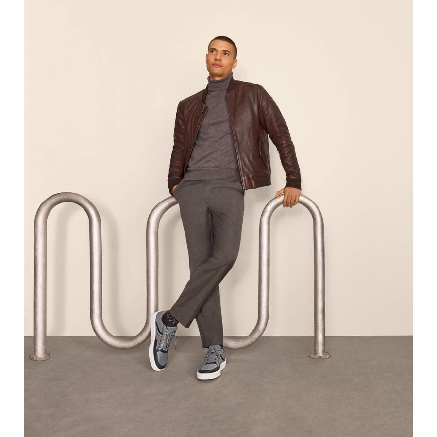 コールハーン Colehaan メンズ アパレル ボンバー ジャケット イン ビンテージ エフェクト レザー mens T40445 ブラウンの画像