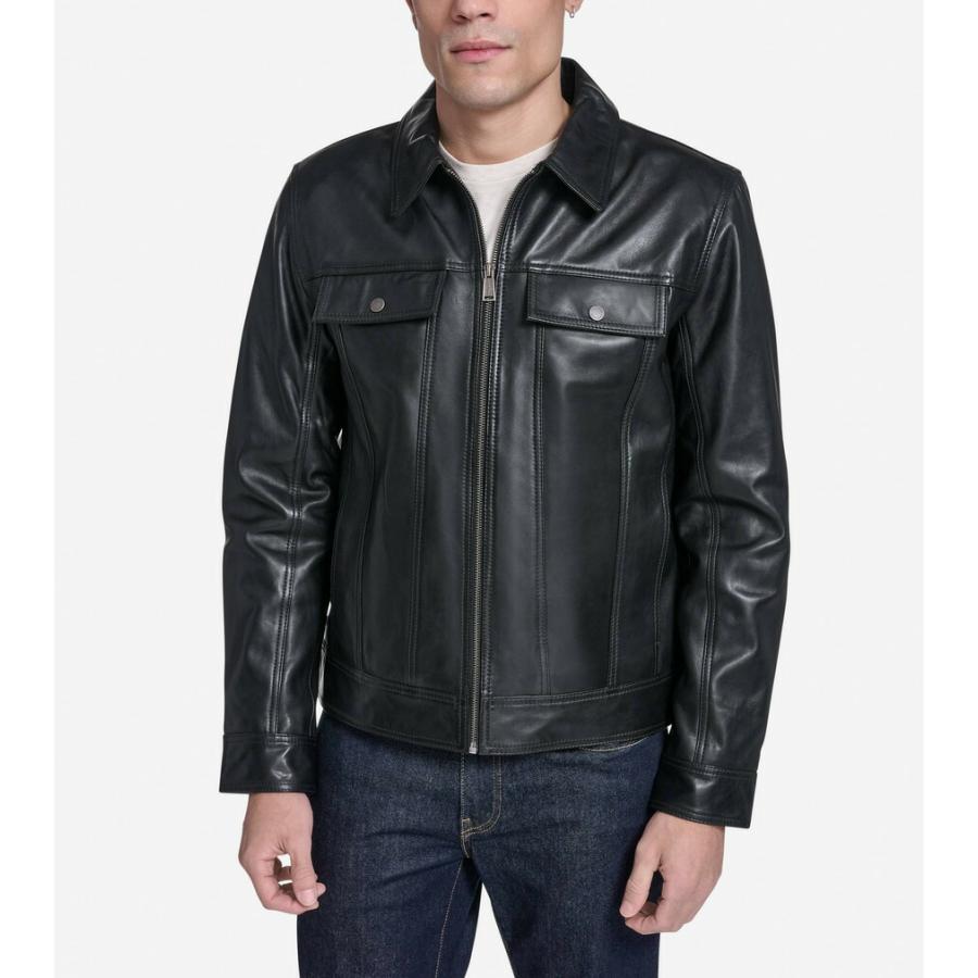 コールハーン Colehaan アウトレット メンズ アパレル レザー トラッカー ジャケット mens. T40479 ブラックの画像