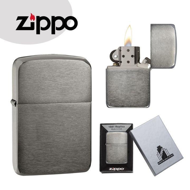 ジッポ ライター ZIPPO 24096 1941 Replica Black Ice オイルライター シルバー 銀 シンプル 1941年復