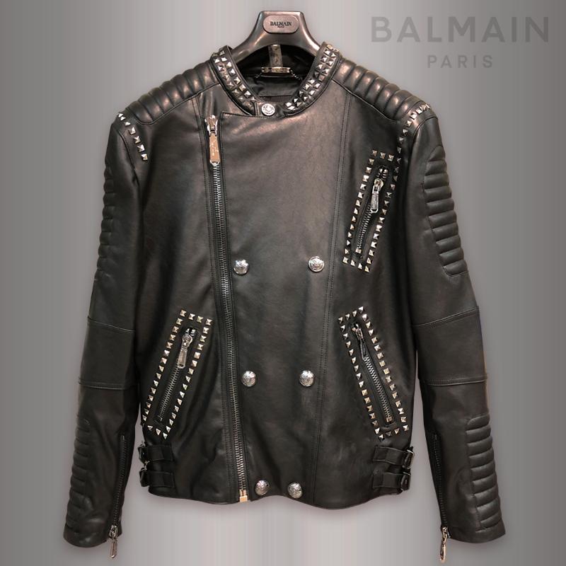 大幅値下げしました！美品BALMAIN バルマンレザージャケット元値39900円 BALMAIN（バルマン） ライダースジャケット ラムレザー BLK メンズ