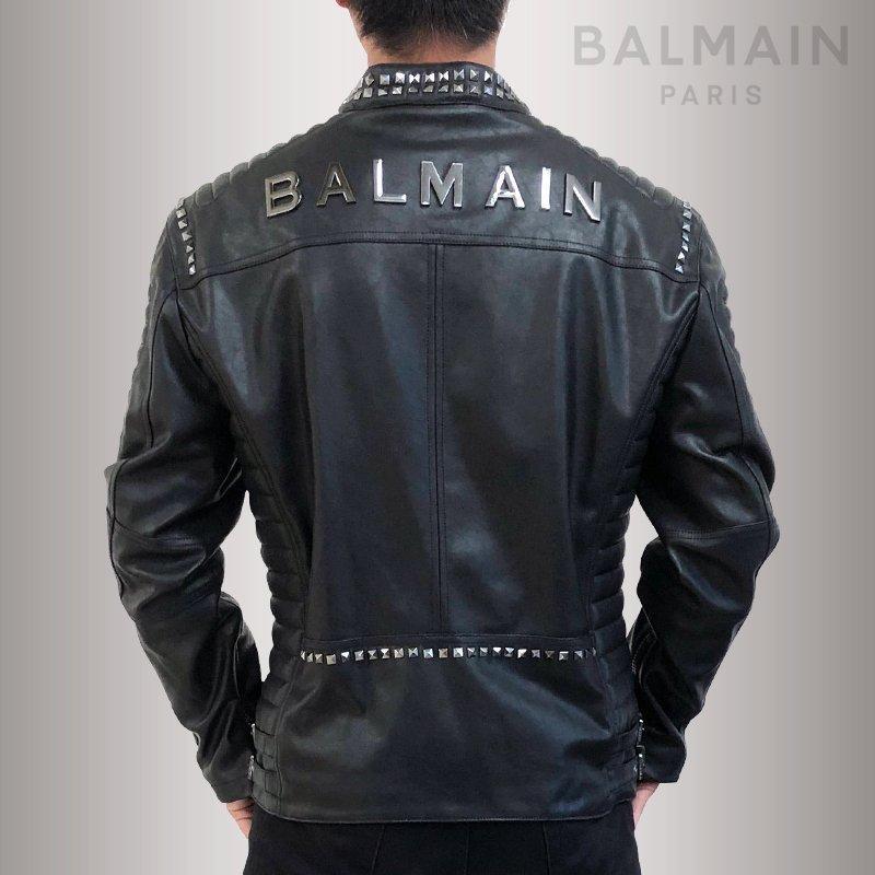 BALMAIN バルマン メンズ 8011 ライダース スタッズ ブランド アウター ジャケット エコレザー プレゼント ロック 紳士服｜colemo｜03