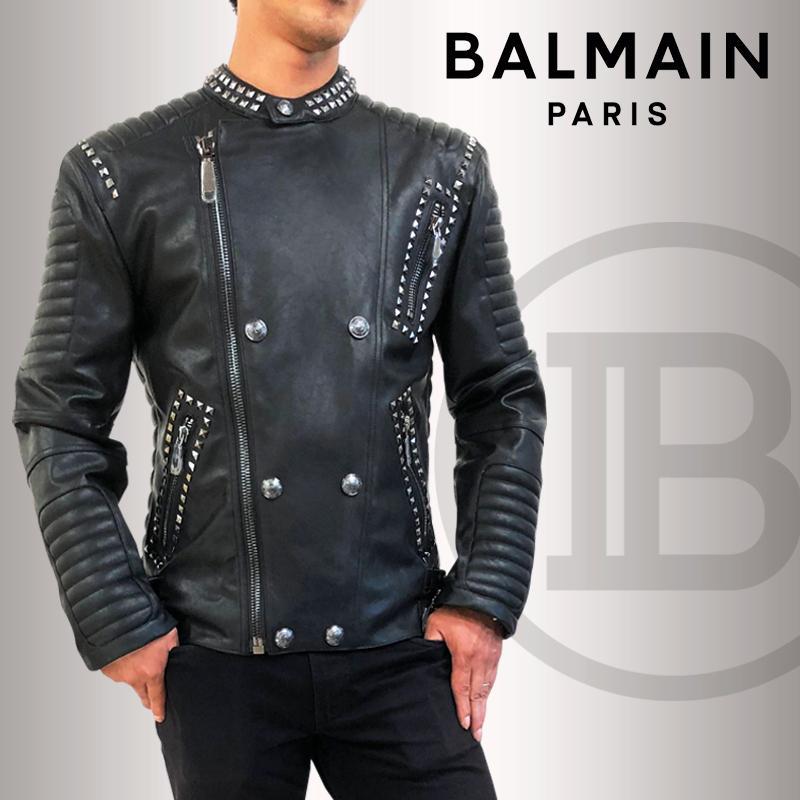 BALMAIN バルマン メンズ 8011 ライダース スタッズ ブランド アウター ジャケット エコレザー プレゼント ロック 紳士服｜colemo｜02