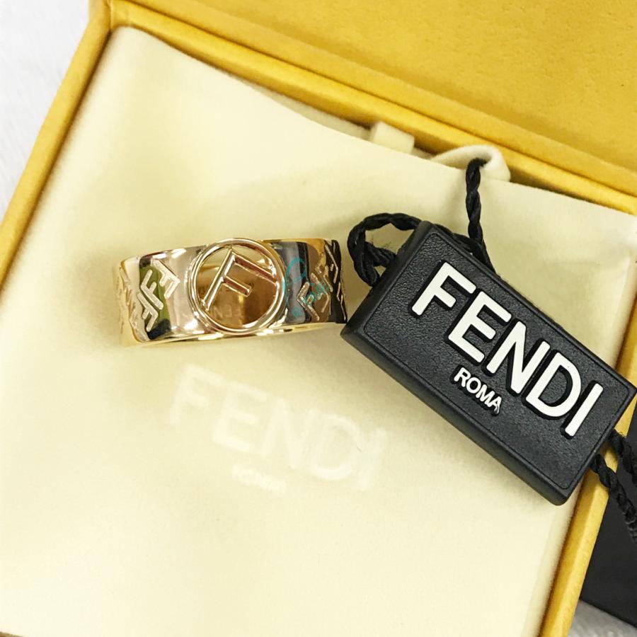 FENDI FFリング　指輪　ゴールド　M FENDI】FFリング エフ イズ フェンディ ロゴ ゴールドメタル