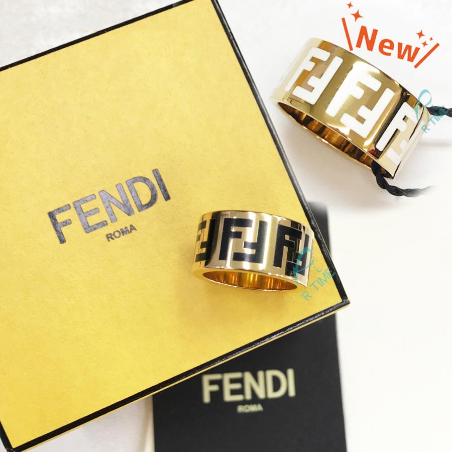 FENDI フェンディ フォーエバー リング ブラック ロゴ ゴールド FENDI フェンディ フォーエバー リング ブラック ロゴ ゴールド