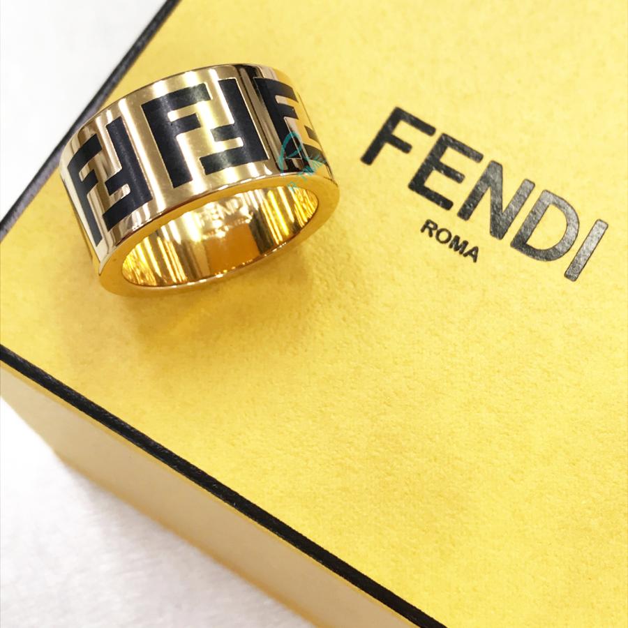 FENDI フェンディ フォーエバー リング ブラック ロゴ ゴールド FENDI フェンディ フォーエバー リング ブラック ロゴ ゴールド