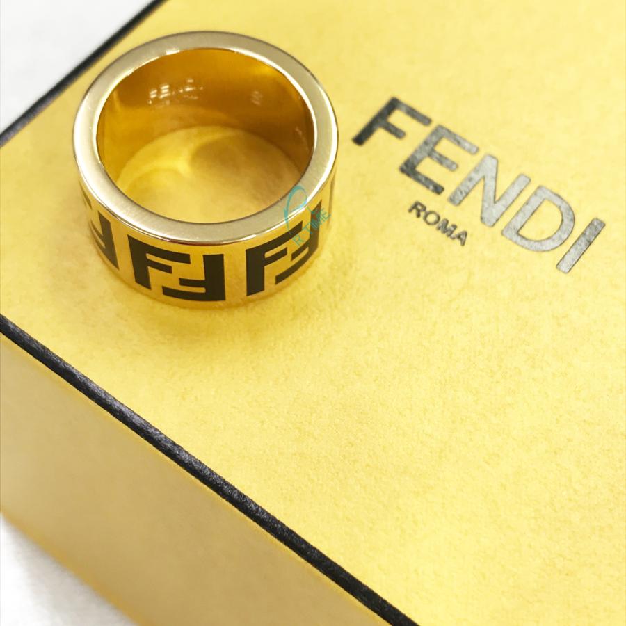 FENDI フェンディ フォーエバー リング ブラック ロゴ ゴールド FENDI フェンディ フォーエバー リング ブラック ロゴ ゴールド