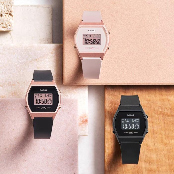 CASIO（カシオ） チプカシ 腕時計 LW-204-1A デジタル ブラック×ローズ