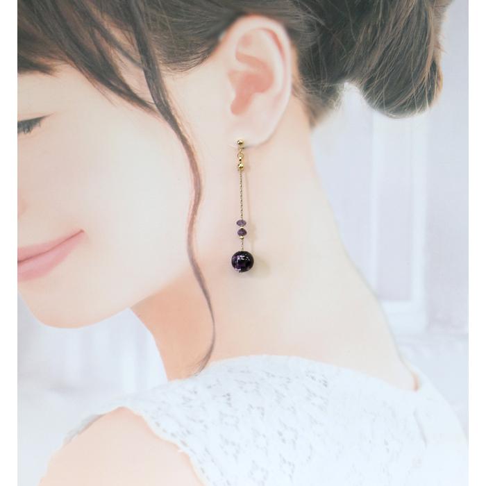 ピアス イヤリング イアリング レディース 蛍石 ホタル石 ホタルガラス チェーン ロング おしゃれ 人気 40代 50代 揺れる ネジ式 当店オリジナル ハンドメイド |  | 10