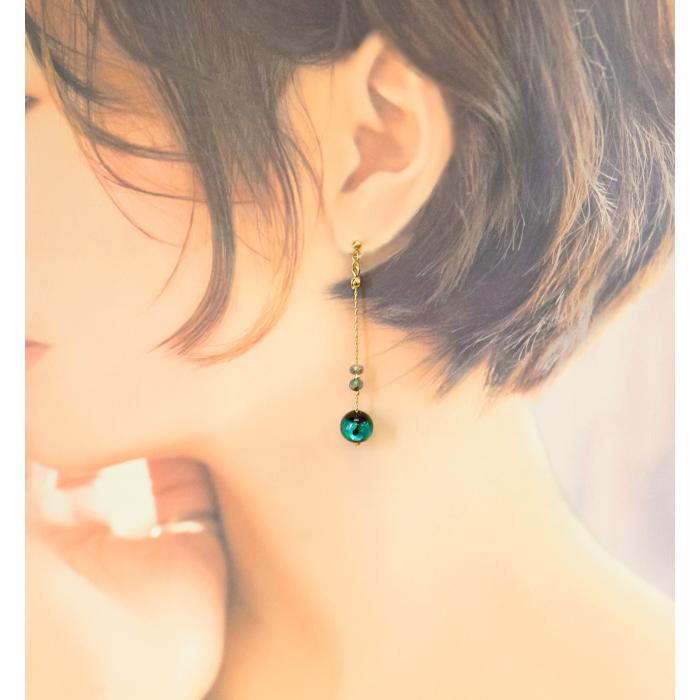 ピアス イヤリング イアリング レディース 蛍石 ホタル石 ホタルガラス チェーン ロング おしゃれ 人気 40代 50代 揺れる ネジ式 当店オリジナル ハンドメイド |  | 07