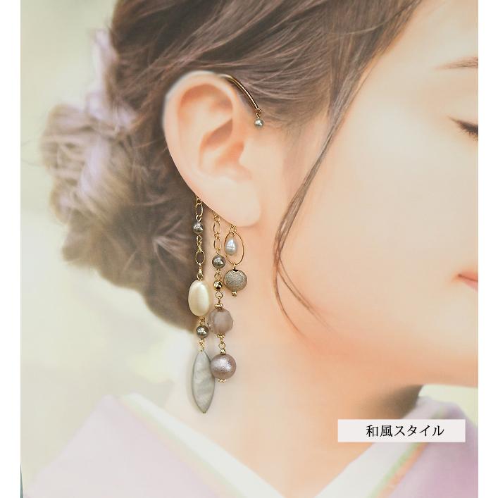 イヤーフック イヤリング イアリング レディース アクセサリー シェル 貝 ウッド 天然素材 パール 淡水パール 片耳用 商品1点販売 両耳使用可 和おしゃれ |  | 15