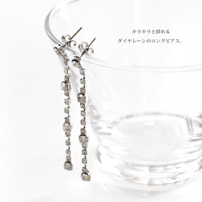 プチプラ ピアス スタッドピアス チタンポスト ロングピアス ラインストーン ダイヤレーン シルバー 銀色 レディース アクセサリー |  | 01
