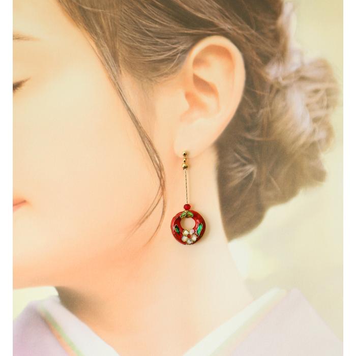ピアス アレルギー対応 イヤリング イアリング レディース フープ 花柄 七宝焼き 七宝ビーズ 当店オリジナル 大ぶり おしゃれ 50代 ネジ式 チタン ハンドメイド |  | 05