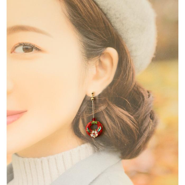 ピアス アレルギー対応 イヤリング イアリング レディース フープ 花柄 七宝焼き 七宝ビーズ 当店オリジナル 大ぶり おしゃれ 50代 ネジ式 チタン ハンドメイド |  | 06