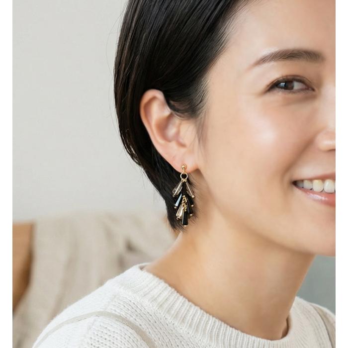 ピアス イヤリング イアリング レディース じゃらじゃら ジャラジャラ 揺れる 大ぶり おしゃれ 人気 40代 50代 揺れる ネジ式 当店オリジナル ハンドメイド |  | 05