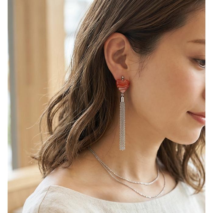 ピアス イヤリング イアリング とんぼ玉 トンボ玉 蜻蛉玉 ハート レディース 当店オリジナル 揺れる 大ぶり ロング ゆらゆら シルバー オレンジ 橙 ピンク 桃 |  | 05