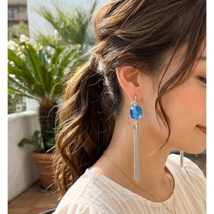 ピアス イヤリング とんぼ玉 トンボ玉 蜻蛉玉 おはじき風 レディース 当店オリジナル 揺れる 大ぶり ロング イヤリング ゆらゆら シルバー ブルー 青 グリーン |  | 04