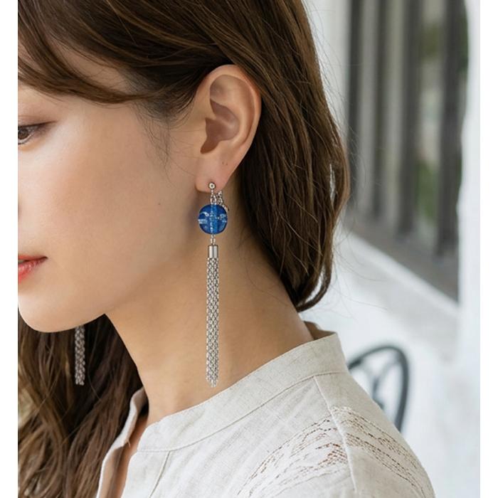 ピアス イヤリング とんぼ玉 トンボ玉 蜻蛉玉 おはじき風 レディース 当店オリジナル 揺れる 大ぶり ロング イヤリング ゆらゆら シルバー ブルー 青 グリーン |  | 05