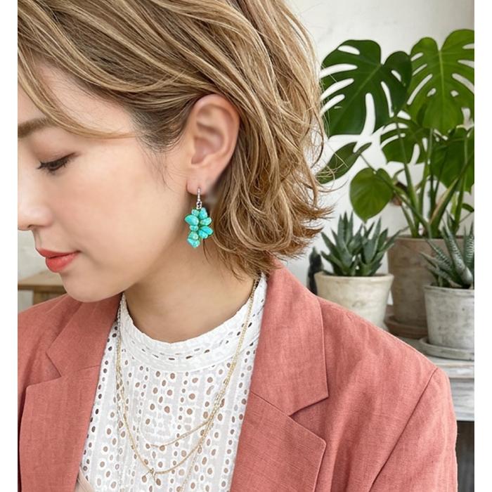 ピアス イヤリング イアリング 天然石 さざれ ターコイズ ターコイズカラー染 レディース 当店オリジナル 揺れる 大ぶり ロング シルバー ターコイズブルー 青 |  | 06