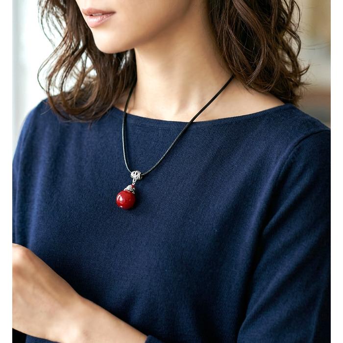 紅玉 シェル 貝 ショート 紐 ネックレス ひも レディース 2連